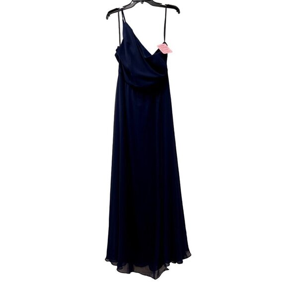 New AFTER SIX Size 20-R1 ONE-SHOULDER CHIFFON MAXI DRESS W/SHIRRED FRONT SLIT - Picture 2 of 12